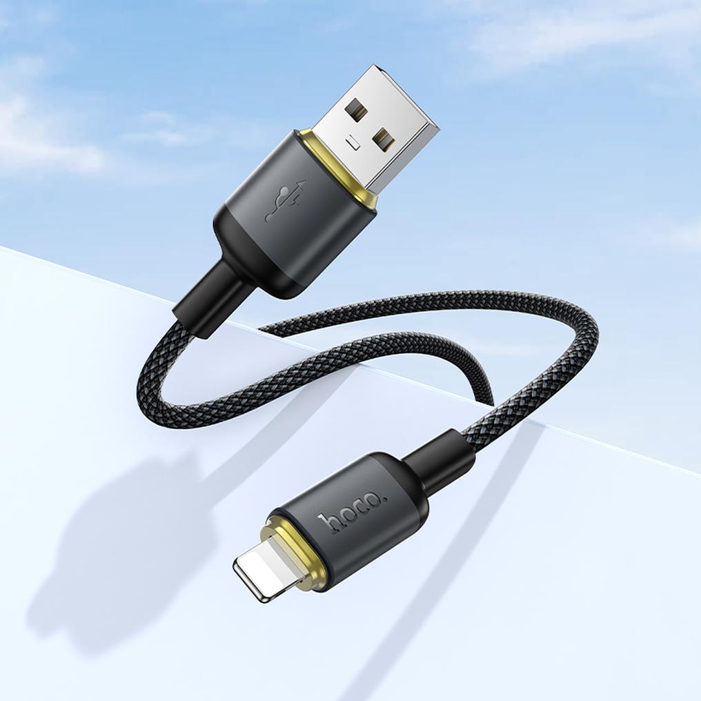 Кабел за данни и зареждане USB-A - Lightning HOCO X128 Benefit, 12W, 1м, Черен