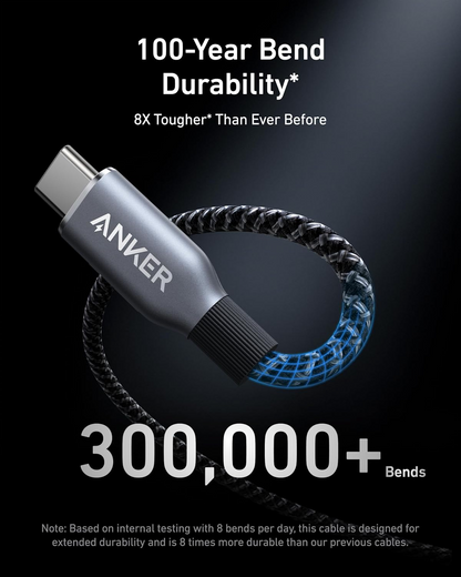 Кабел за данни и зареждане USB-C – USB-C Anker Prime, 240 W, 0,9 м, черен A88E2011