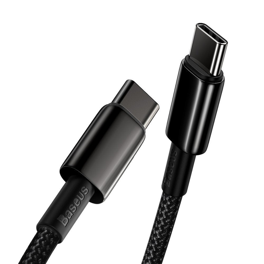 USB-C кабел за данни и зареждане - USB-C Baseus Tungsten Baseus Tungsten Gold, 100W, 1m, черен CATWJ-01 CATWJ-01