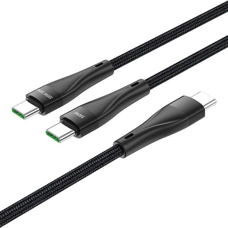 USB-C кабел за данни и зареждане - USB-C HOCO U102 Super, 100W, 1,2 м, черен