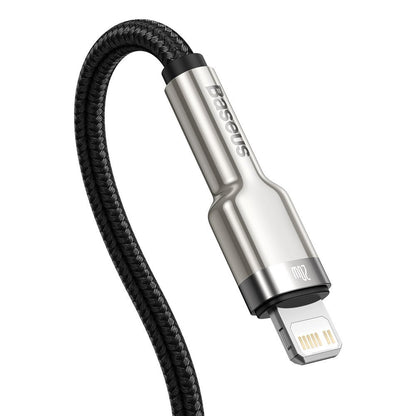 USB-C - Lightning кабел за данни и зареждане Baseus Cafule Metal Series, 20W, 0.25m, черен CATLJK-01 