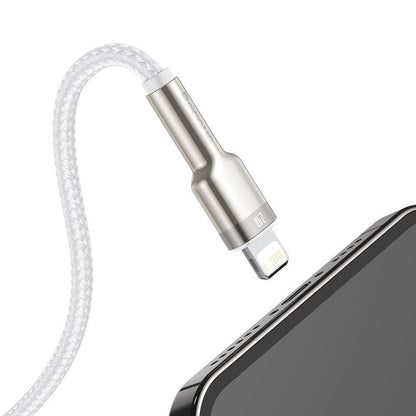 Кабел за данни и зареждане USB-A - Lightning Baseus Cafule Metal Series, 18W, 2m, Бял CALJK-B02