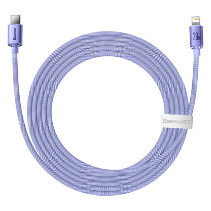 Кабел за данни и зареждане USB-C - Lightning Baseus Crystal Shine Series, 20W, 2m, Лилав CAJY000305