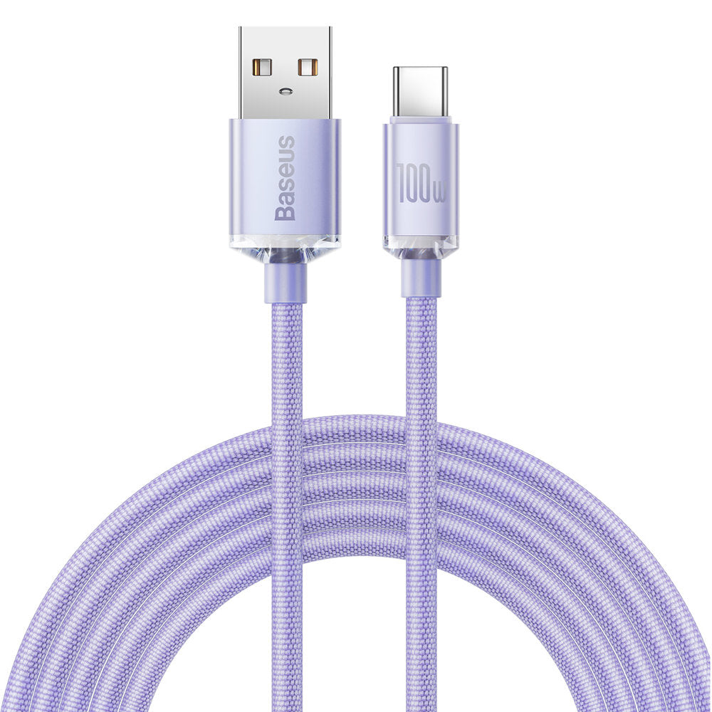 Кабел за данни и зареждане USB-A - USB-C Baseus Crystal Shine Series, 100W, 2m, Лилав CAJY000505