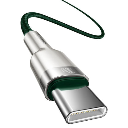 USB-C кабел за данни и зареждане - USB-C Baseus Cafule Metal Series, 100W, 2m, зелен CATJK-D06