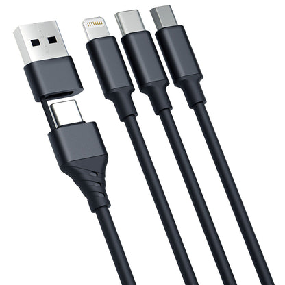 Кабел за зареждане USB-A / USB-C - Lightning / microUSB / USB-C 3MK Hyper 3in1, 12W, 1,5 м, черен 