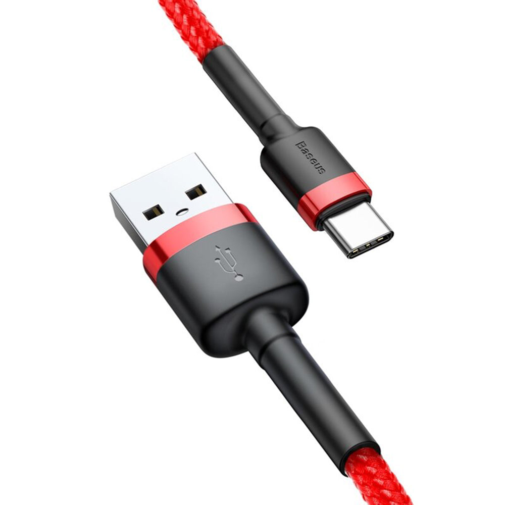 Кабел за пренос на данни и зареждане USB-A - USB-C Baseus Cafule, 18W, 2m, червен CATKLF-C09