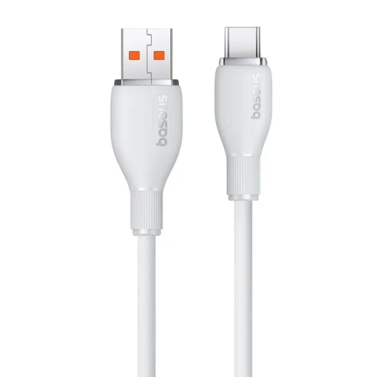 Кабел за данни и зареждане USB-A - USB-C Baseus Pudding, 100W, 1.2m, Бял