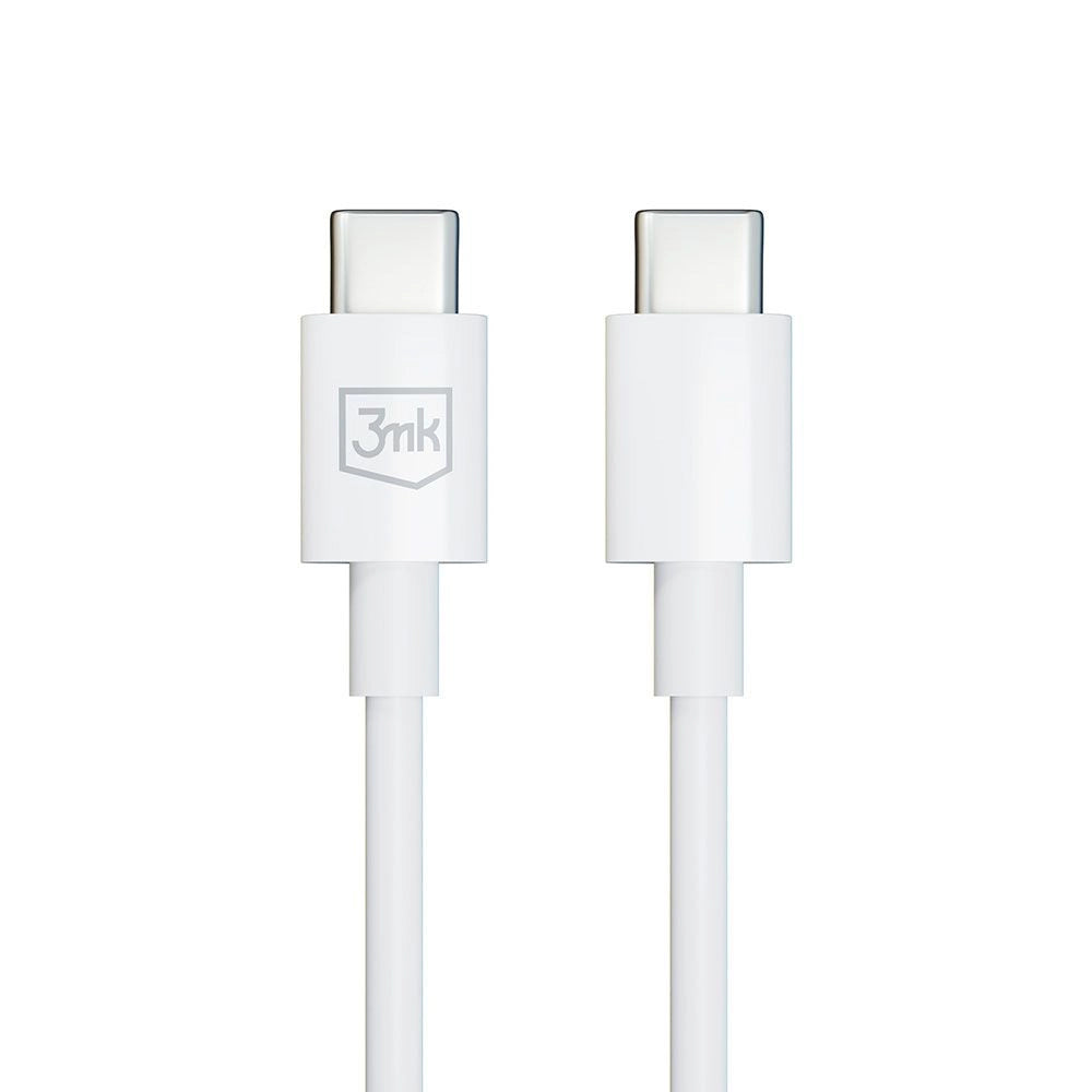 USB-C кабел за данни и зареждане - USB-C 3MK Hyper, 100W, 1,2 м, бял 