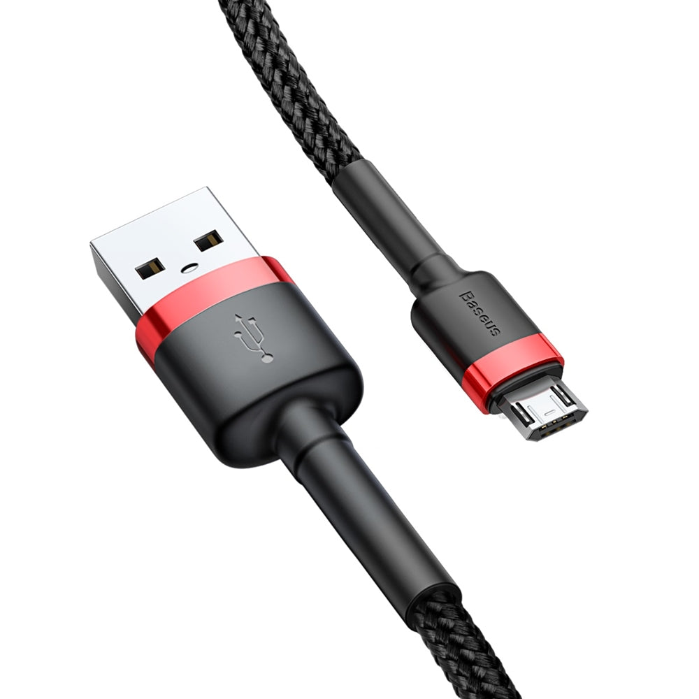 Кабел за данни и зареждане USB-A - microUSB Baseus Cafule, 18W, 2m, Червен