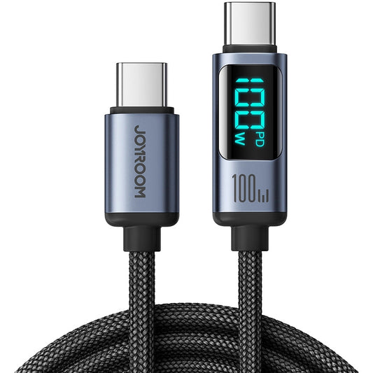 Кабел за данни и зареждане USB-C - USB-C Joyroom S-A16 Prism Display, 100W, 1.2m, Черен