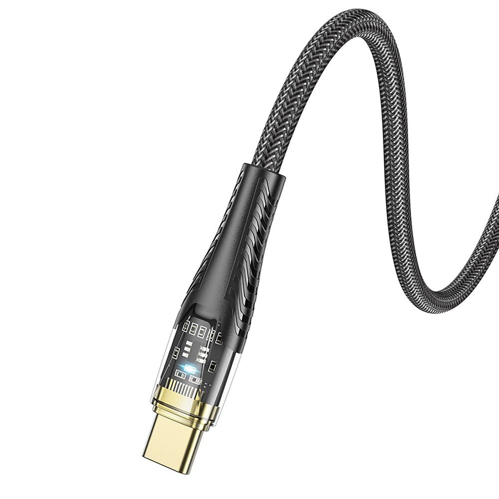 Кабел за данни и зареждане USB-C - USB-C HOCO U121, 60W, 1.2m, Черен
