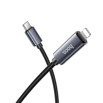 Кабел за данни и зареждане USB-C - Lightning HOCO Display X112, 27W, 1m, Черен