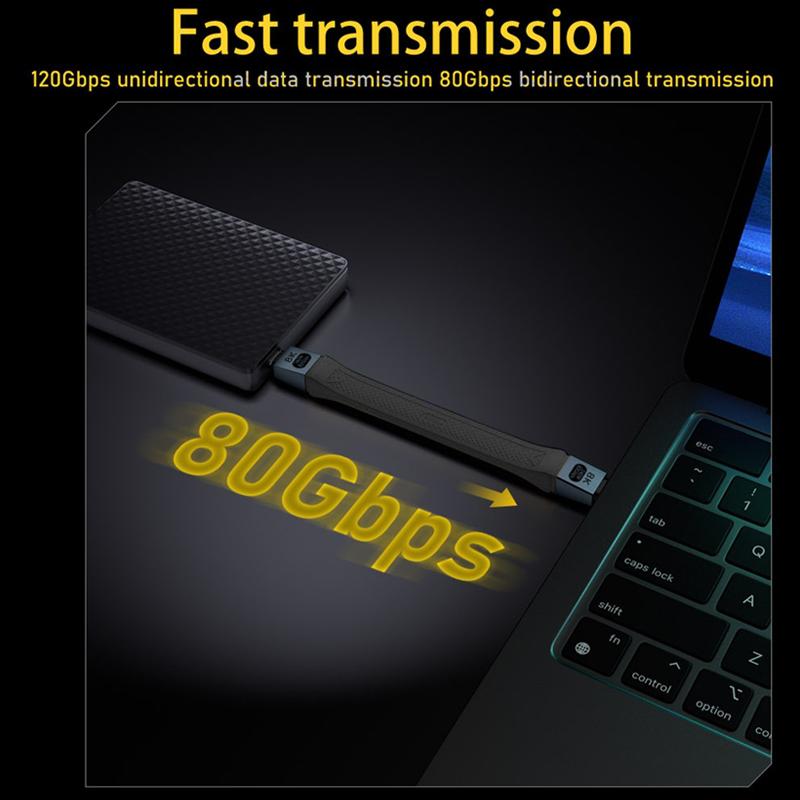 Кабел за данни и зареждане USB-C - USB-C OEM 8K видео, 240W, 0.13m, Черен
