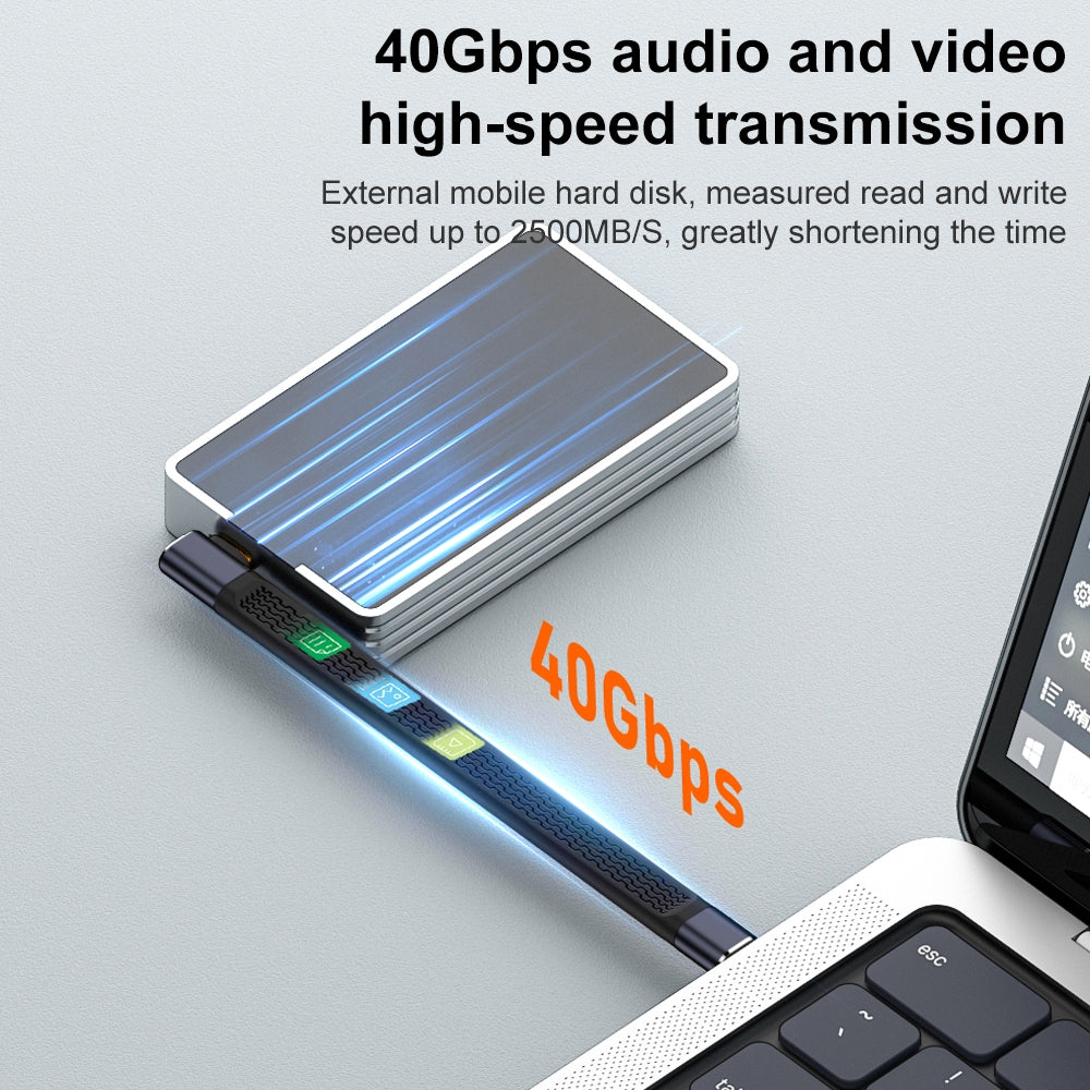 Кабел за данни и зареждане USB-C - USB-C OEM Angled 8K Video, 240W, 0.15m, Черен