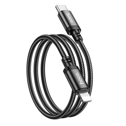 Кабел за данни и зареждане USB-C - Lightning HOCO X89, 20W, 1m, Черен