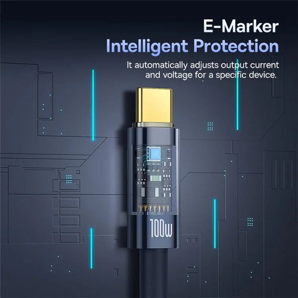 Кабел за данни и зареждане USB-C - USB-C Baseus Explorer, 100W, 1m, Тъмносин P10319704321-00