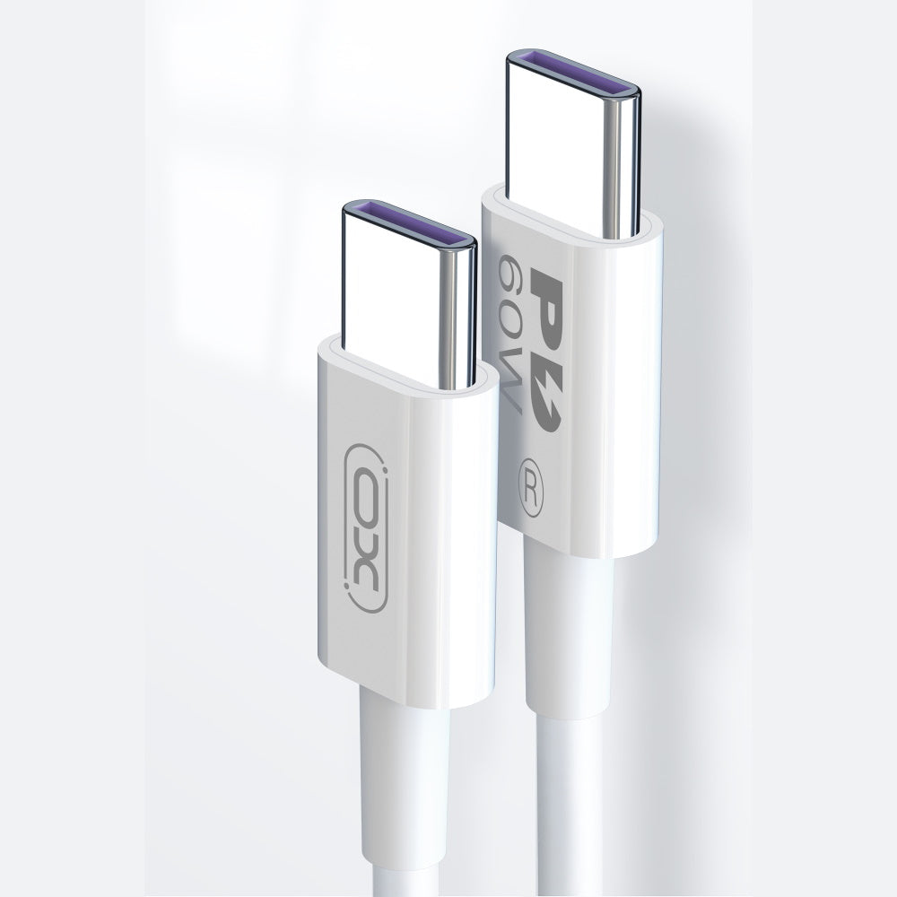 Кабел за данни и зареждане USB-C - USB-C XO Design NB-Q190A, 60W, 1m, Бял