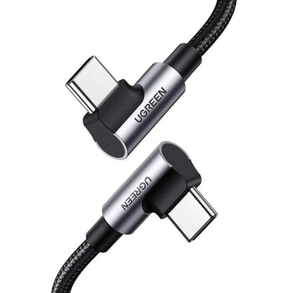 Кабел за данни и зареждане USB-C - USB-C UGREEN US335 Angled, 100W, 2m, Черен