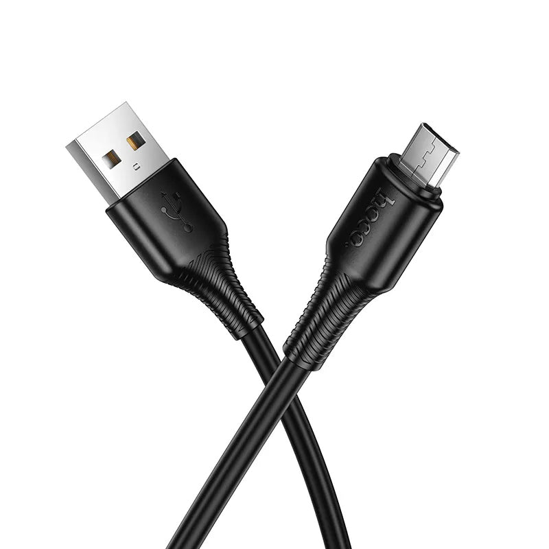 Кабел за данни и зареждане USB-A - microUSB HOCO X120, 18W, 1m, Черен