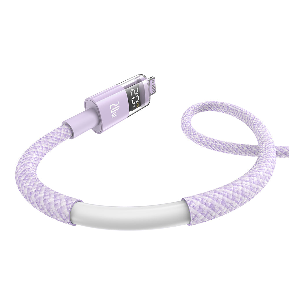 Кабел за данни и зареждане USB-C - Lightning Baseus Display 2, 20W, 1m, Лилав P10382703511-00