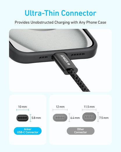 Кабел за данни и зареждане USB-C - USB-C Anker Zolo, 240W, 1.8m, Черен A8060H12