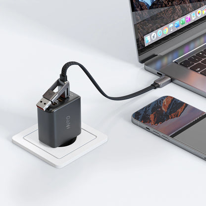 Кабел за данни и зареждане USB-C - USB-A / USB-C Acefast C13-05, 60W, 0.2m, Черен