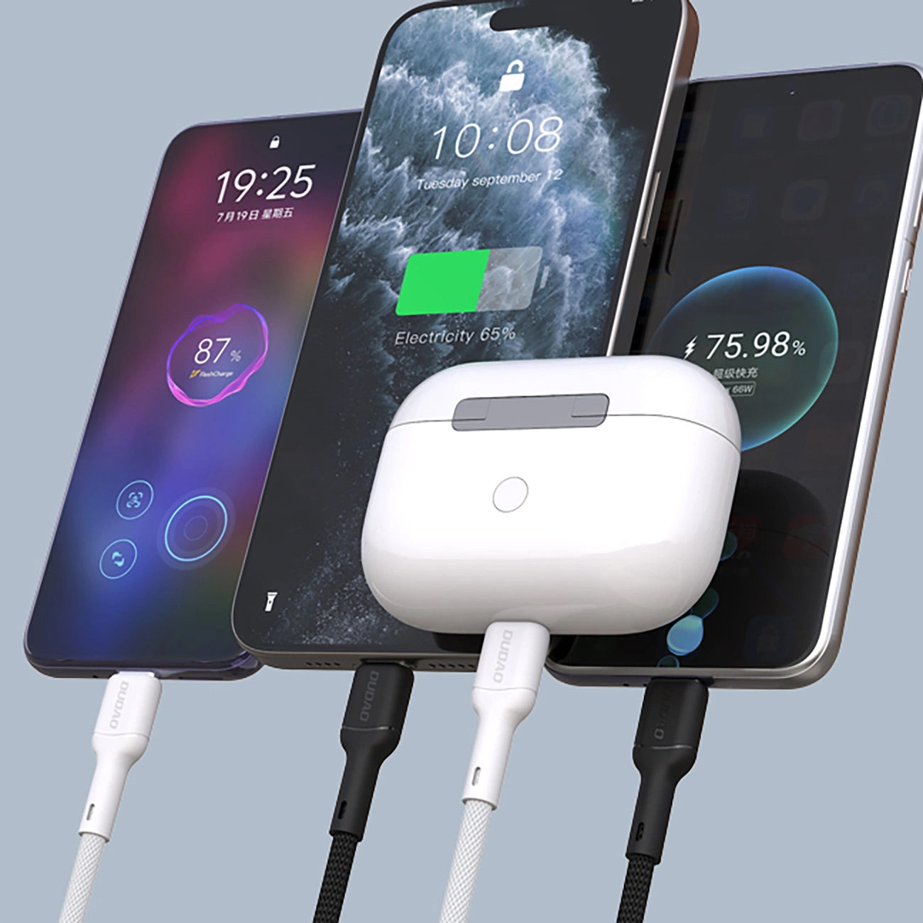 Кабел за данни и зареждане USB-C - USB-C Dudao L9C, 65W, 1m, Бял