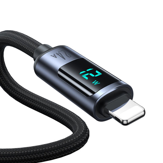Кабел за данни и зареждане USB-A - Lightning Joyroom S-A16 Prism Display, 12W, 1.2m, Черен