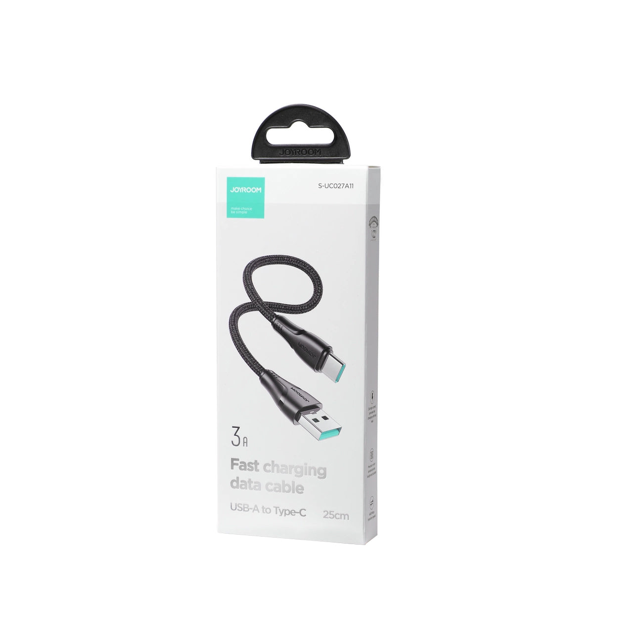 Кабел за данни и зареждане USB-C - Lightning Joyroom S-A11, 20W, 0.25m, Черен