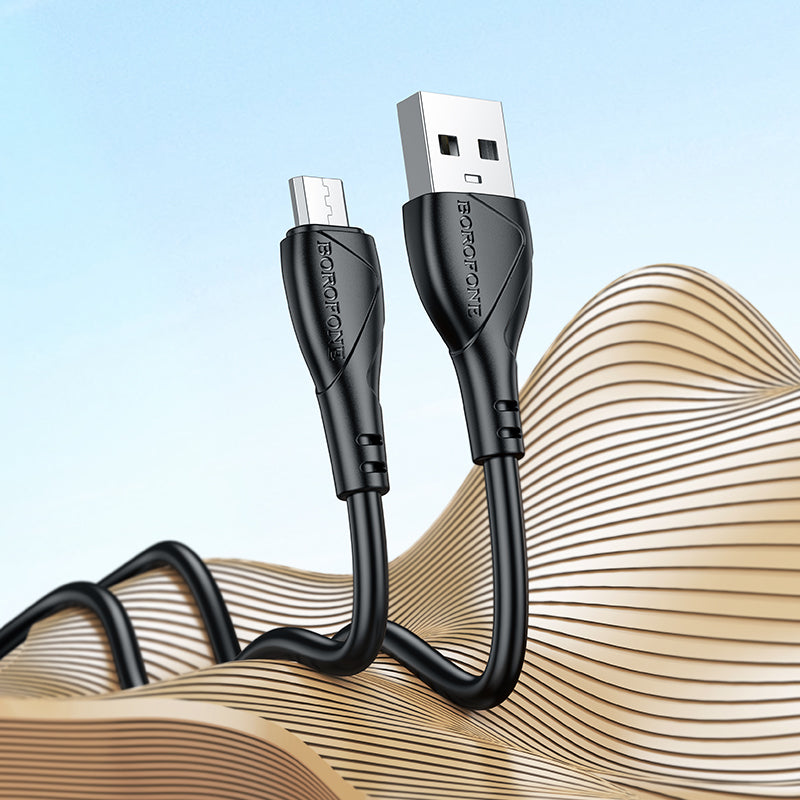 Кабел за данни и зареждане USB-A - microUSB Borofone BX121 Energy, 18W, 1m, Черен