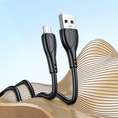 Кабел за данни и зареждане USB-A - microUSB Borofone BX121 Energy, 18W, 1m, Черен