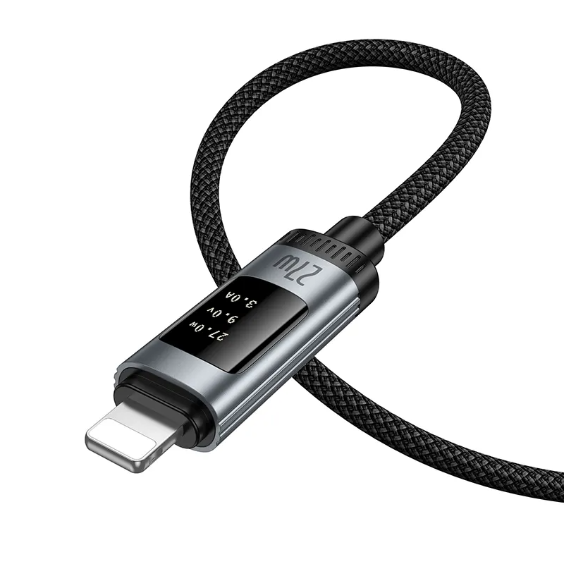 Кабел за данни и зареждане USB-C - Lightning HOCO Display U148, 27W, 1.2m, Черен