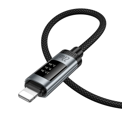 Кабел за данни и зареждане USB-C - Lightning HOCO Display U148, 27W, 1.2m, Черен