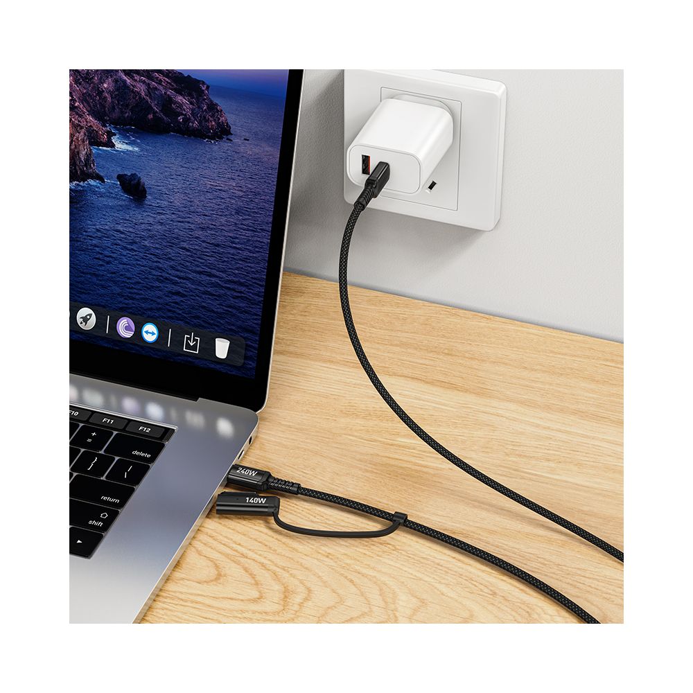 Кабел за зареждане HOCO U142, USB-C - USB-C / MagSafe 3, 240W, 1.8m, Черен