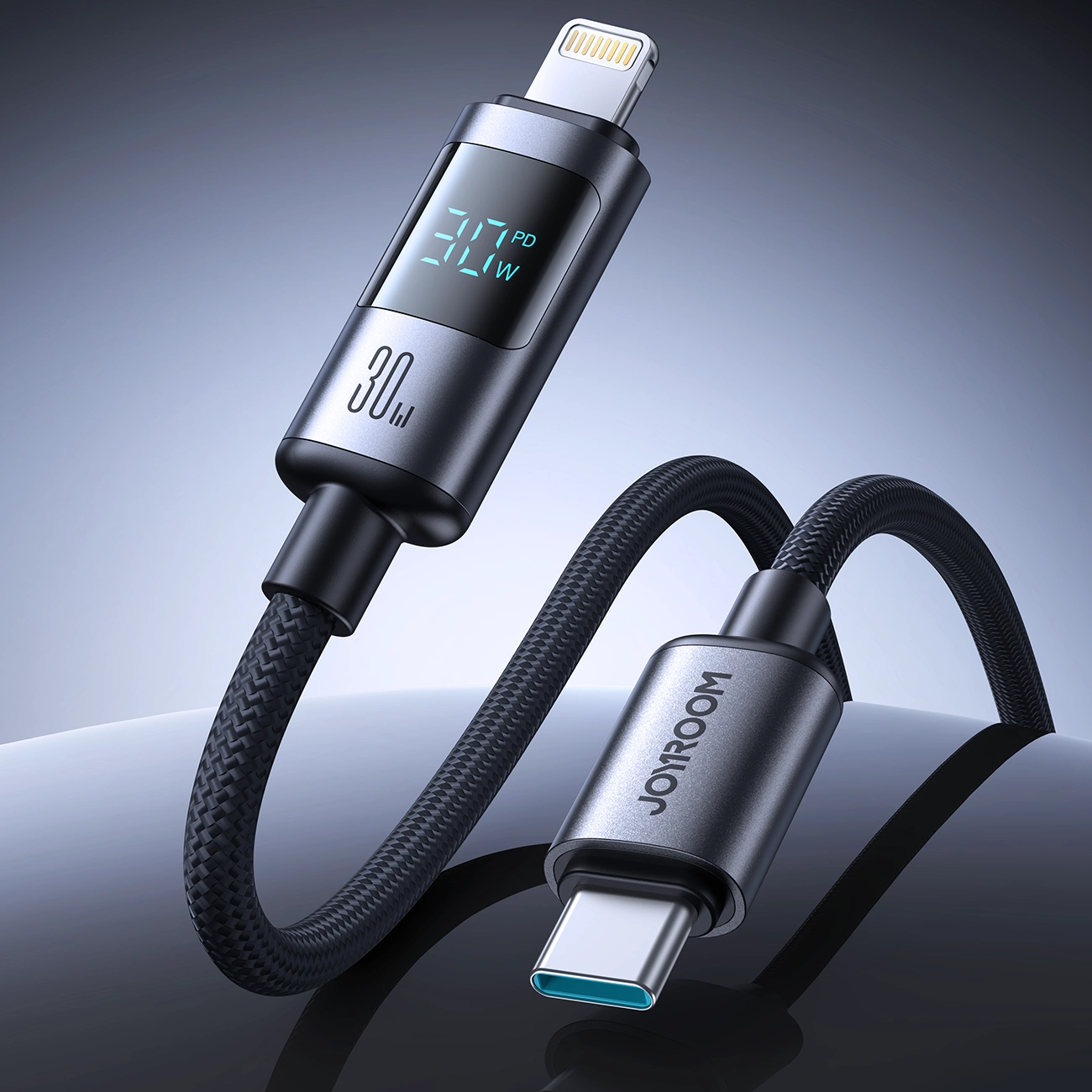 Кабел за данни и зареждане USB-C - Lightning Joyroom S-A16 Pro Prism Display, 30W, 1.2m, Черен