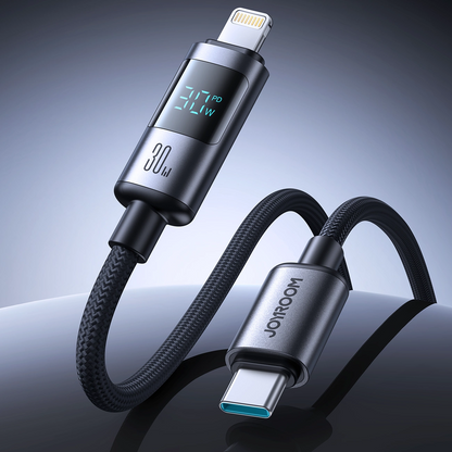Кабел за данни и зареждане USB-C - Lightning Joyroom S-A16 Pro Prism Display, 30W, 1.2m, Черен