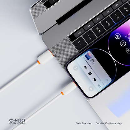 USB-A to Lightning Data and Charging Cable XO Design NB302, 18W, 1m, White