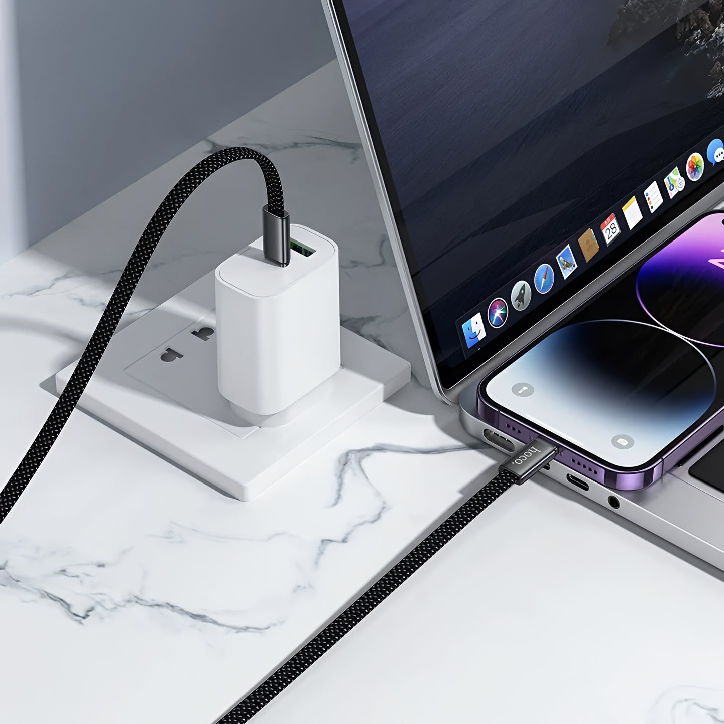 Кабел за данни и зареждане USB-C - Lightning HOCO X125, 30W, 1m, Черен