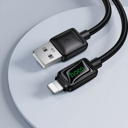 Кабел за данни и зареждане USB-A - Lightning HOCO U146, 12W, 1.2m, Черен