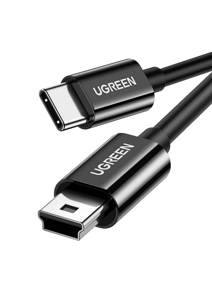 Кабел за данни и зареждане USB-C - miniUSB UGREEN US242, 18W, 1m, Черен
