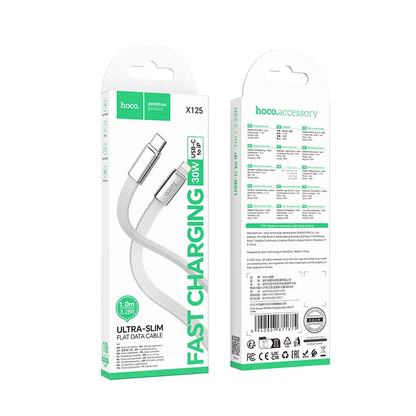 Кабел за данни и зареждане USB-C - Lightning HOCO X125, 30W, 1m, Бял