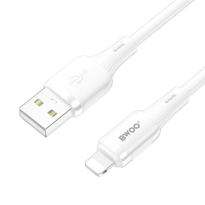 Кабел за данни и зареждане USB-A - Lightning BWOO X329L, 15W, 1м, бял