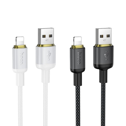 Кабел за данни и зареждане USB-A - Lightning HOCO X128 Benefit, 12W, 1м, Черен