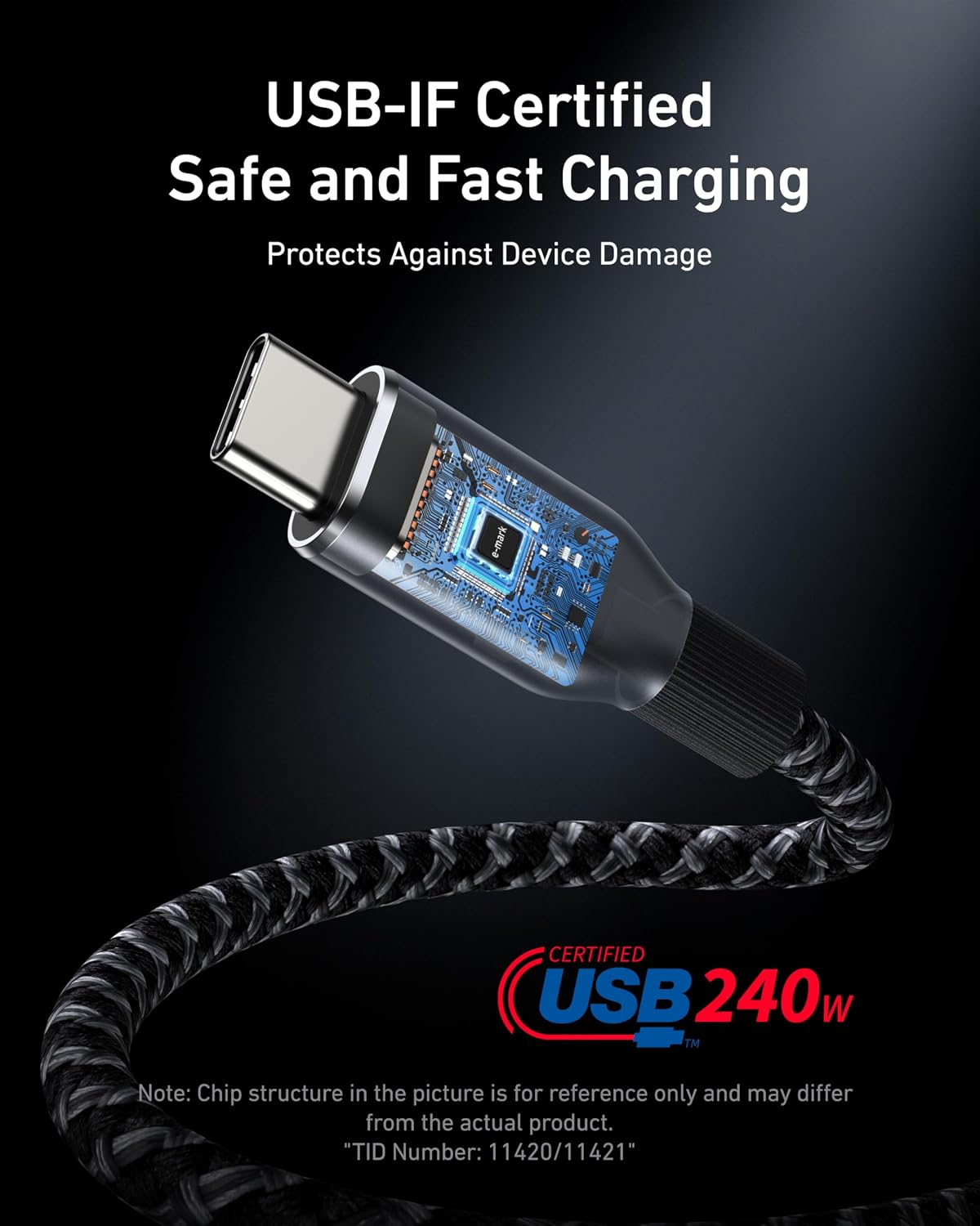 Кабел за данни и зареждане USB-C – USB-C Anker Prime, 240 W, 0,9 м, черен A88E2011