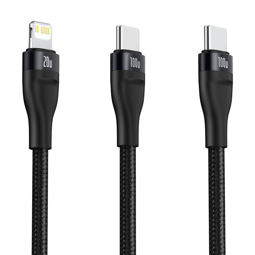 Кабел за данни и зареждане USB-C - Lightning / USB-C Baseus Flash Series 2in1, 100W, 1.2m, Черен CA1T2-F01