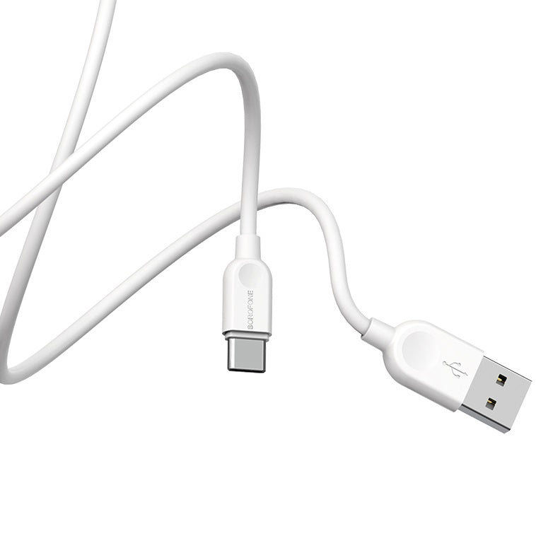 Кабел за пренос на данни и зареждане USB-A - USB-C Borofone BX14 LinkJet BX14, 18W, 2 m, бял