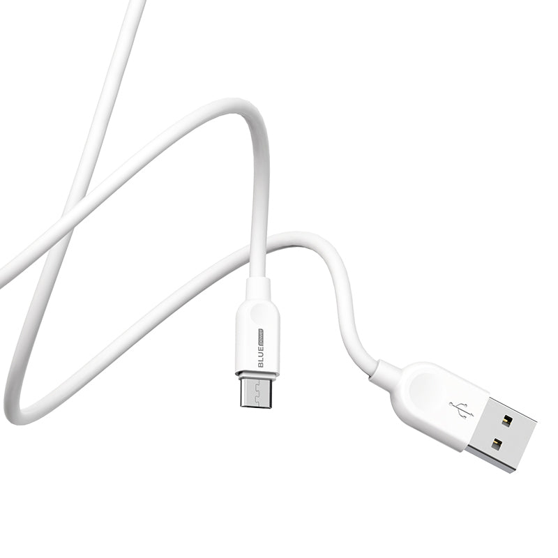 Кабел за пренос на данни и зареждане от USB-A към microUSB BLUE Power BM2BX14 LinkJet, 18W, 2 m, бял