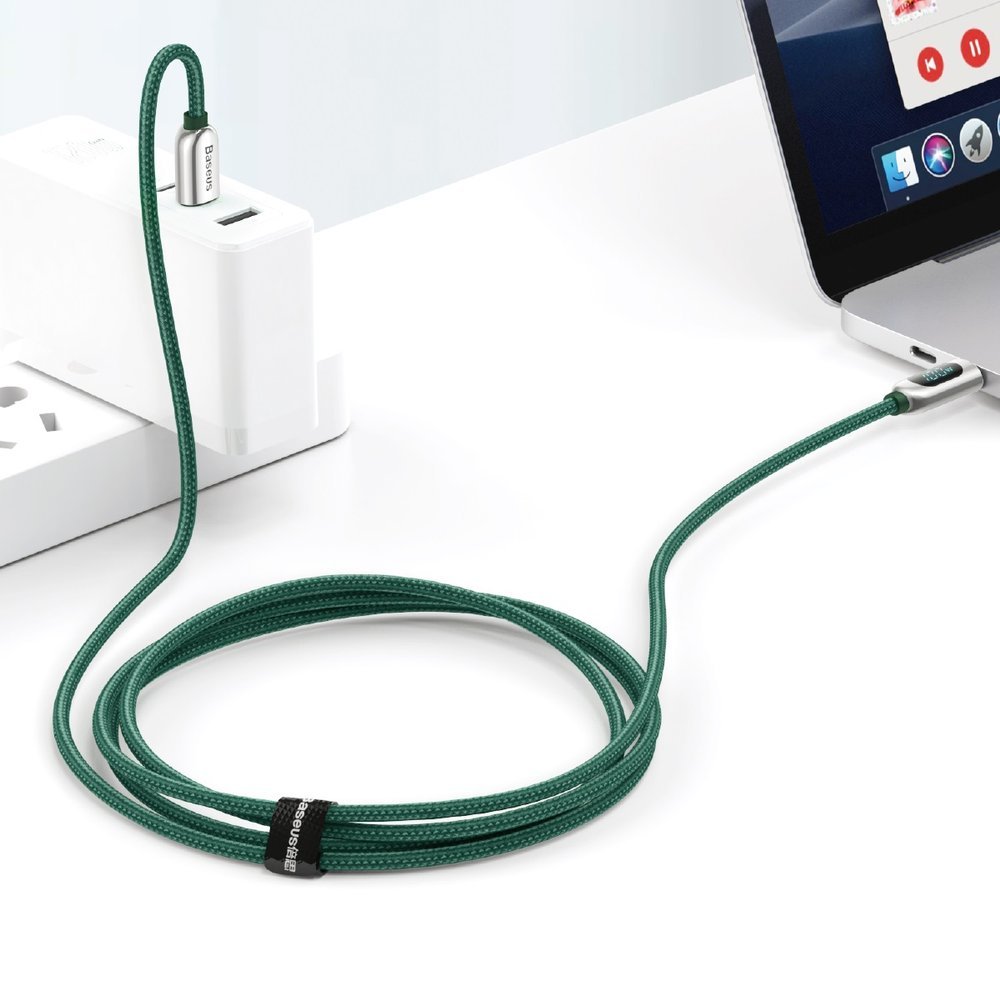 USB-C кабел за данни и зареждане - USB-C Baseus Display Fast Charging, 100W, 1m, зелен CATSK-B06