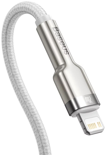 Кабел за данни и зареждане USB-C - Lightning Baseus Cafule Metal Series, 20W, 2m, Бял CATLJK-B02